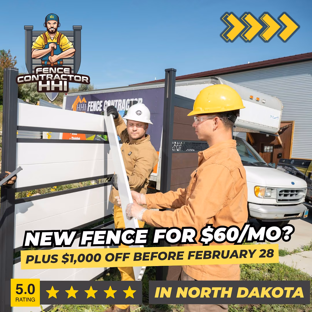 Facebook and Instagram ad: the client’s crew installing a fence by the company truck, headline New fence for $60/mo? Plus $1,000 off